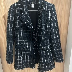 Connie's Black and White Grid Pattern Blazer